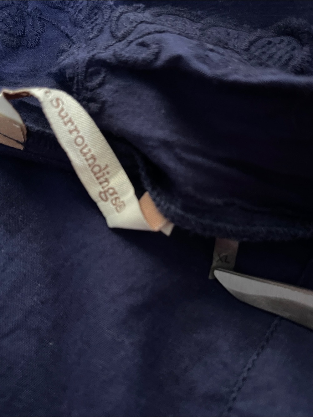 Soft Surroundings XL Navy Blue Embroidered Cotton Duster Cardigan - Picture 9 of 11